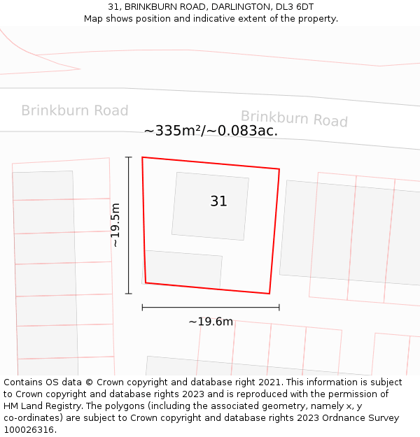 31, BRINKBURN ROAD, DARLINGTON, DL3 6DT: Plot and title map