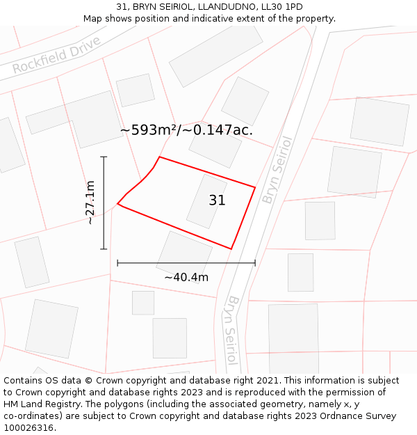 31, BRYN SEIRIOL, LLANDUDNO, LL30 1PD: Plot and title map