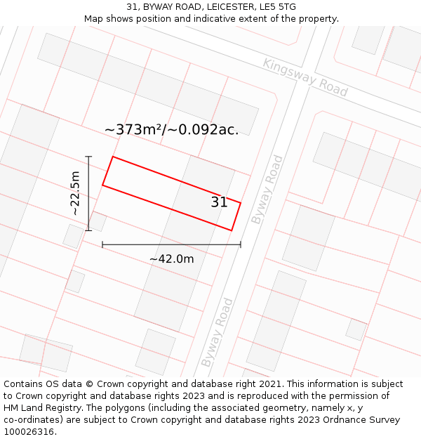 31, BYWAY ROAD, LEICESTER, LE5 5TG: Plot and title map
