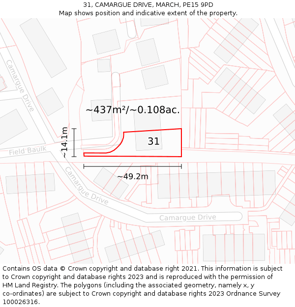 31, CAMARGUE DRIVE, MARCH, PE15 9PD: Plot and title map