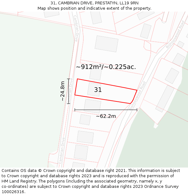 31, CAMBRIAN DRIVE, PRESTATYN, LL19 9RN: Plot and title map