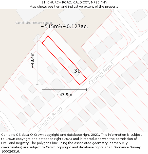 31, CHURCH ROAD, CALDICOT, NP26 4HN: Plot and title map