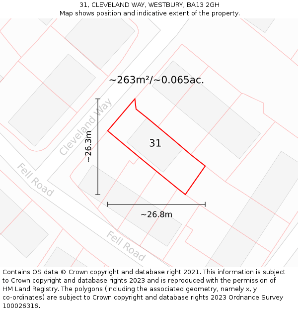 31, CLEVELAND WAY, WESTBURY, BA13 2GH: Plot and title map