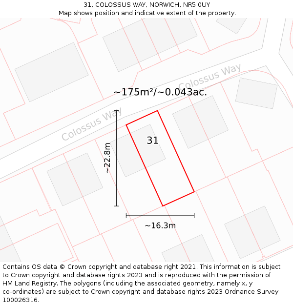 31, COLOSSUS WAY, NORWICH, NR5 0UY: Plot and title map