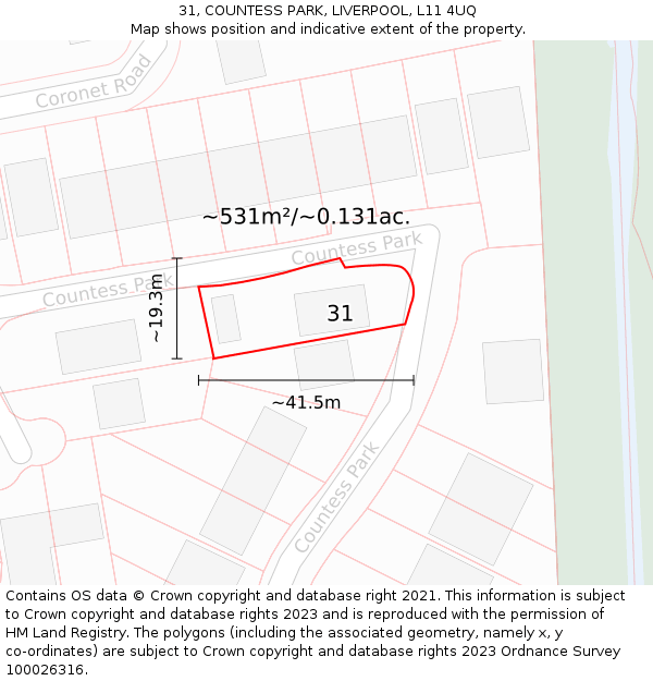 31, COUNTESS PARK, LIVERPOOL, L11 4UQ: Plot and title map