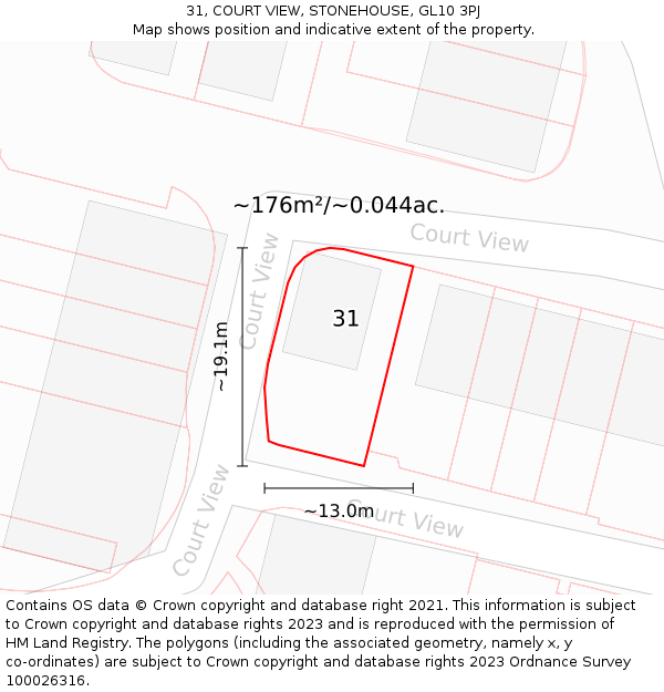 31, COURT VIEW, STONEHOUSE, GL10 3PJ: Plot and title map