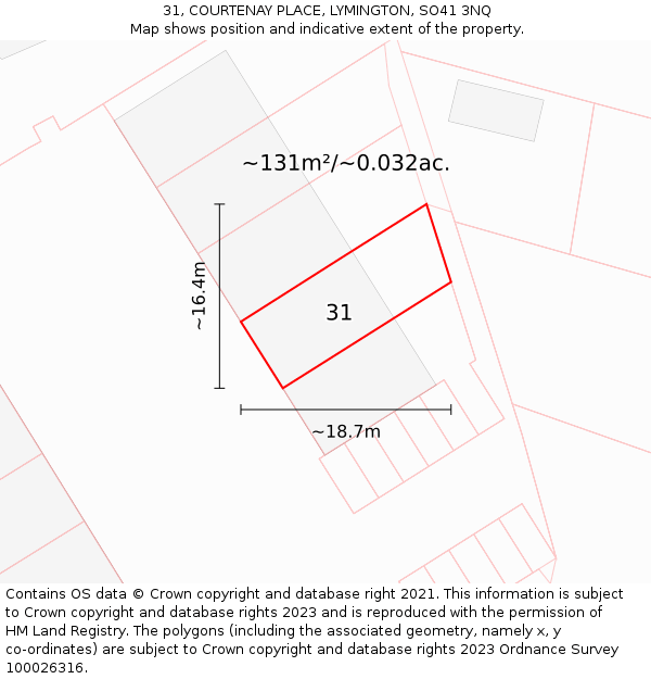 31, COURTENAY PLACE, LYMINGTON, SO41 3NQ: Plot and title map