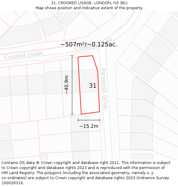 31, CROOKED USAGE, LONDON, N3 3EU: Plot and title map