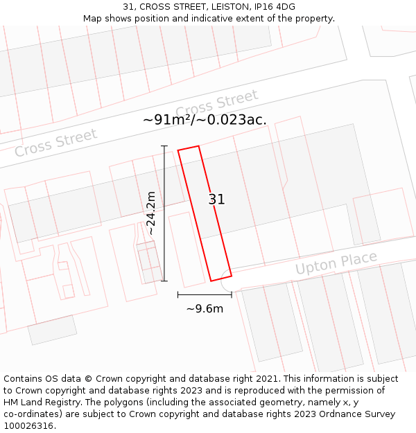 31, CROSS STREET, LEISTON, IP16 4DG: Plot and title map