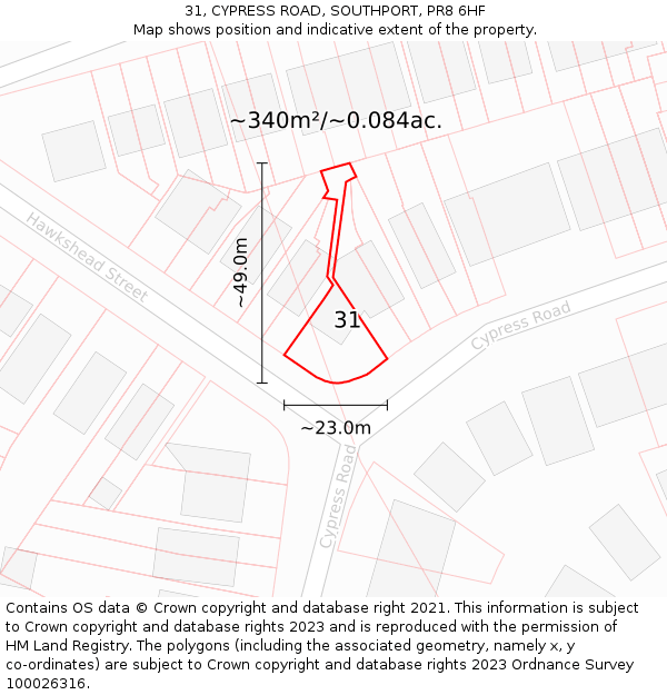 31, CYPRESS ROAD, SOUTHPORT, PR8 6HF: Plot and title map