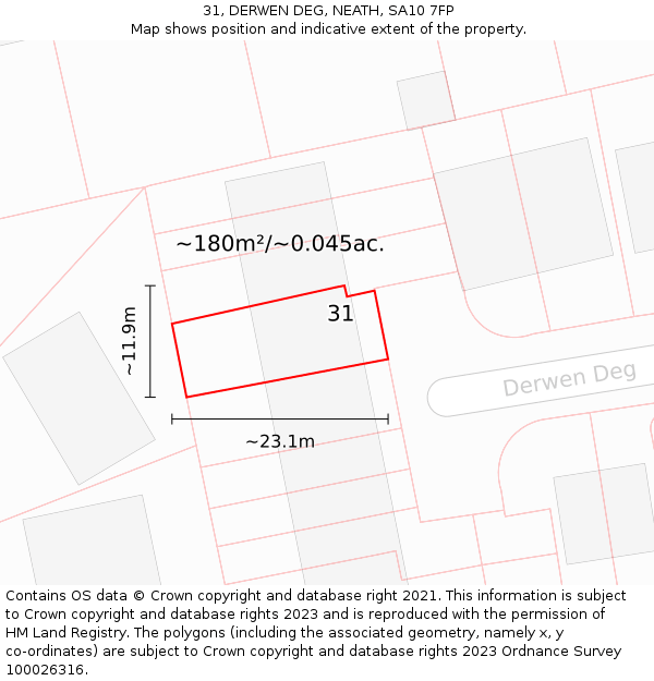 31, DERWEN DEG, NEATH, SA10 7FP: Plot and title map