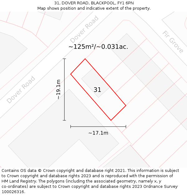 31, DOVER ROAD, BLACKPOOL, FY1 6PN: Plot and title map