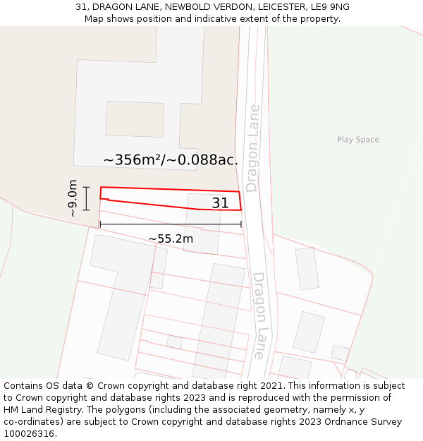 31, DRAGON LANE, NEWBOLD VERDON, LEICESTER, LE9 9NG: Plot and title map