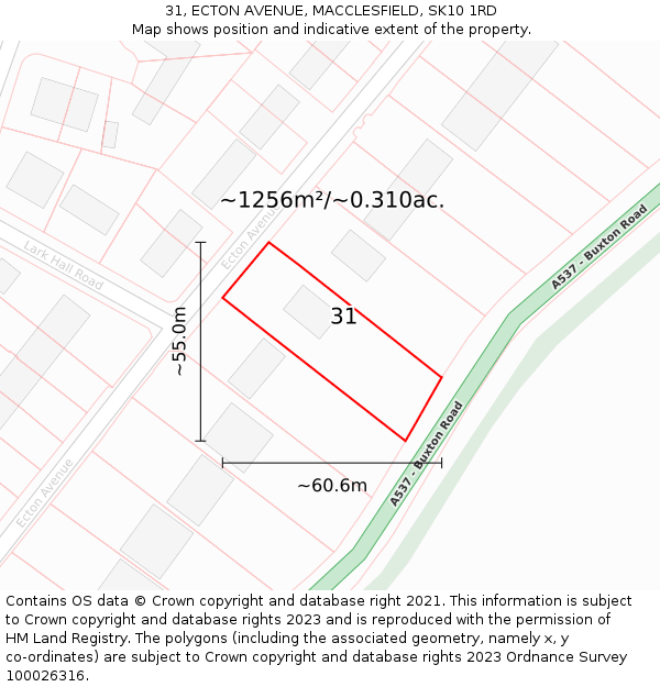 31, ECTON AVENUE, MACCLESFIELD, SK10 1RD: Plot and title map