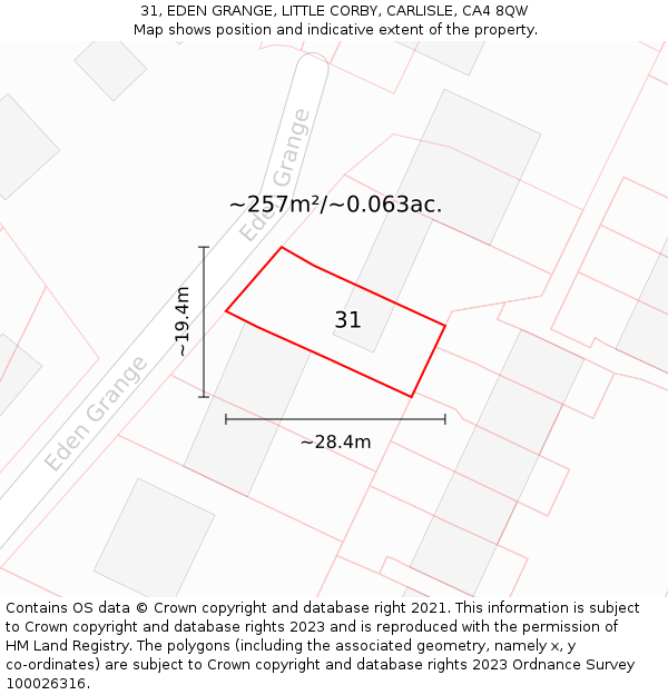 31, EDEN GRANGE, LITTLE CORBY, CARLISLE, CA4 8QW: Plot and title map