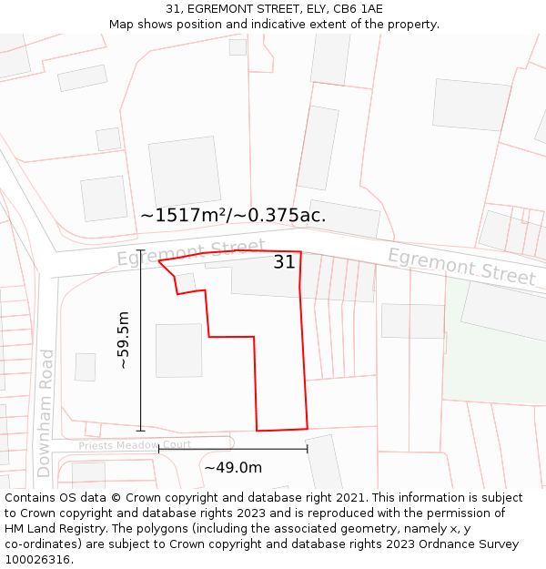 31, EGREMONT STREET, ELY, CB6 1AE: Plot and title map