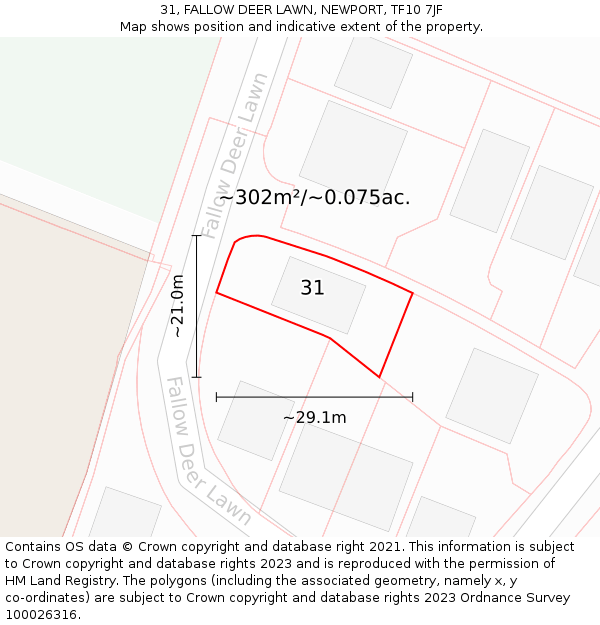 31, FALLOW DEER LAWN, NEWPORT, TF10 7JF: Plot and title map