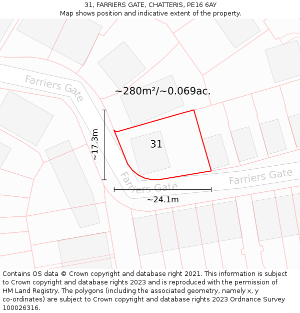 31, FARRIERS GATE, CHATTERIS, PE16 6AY: Plot and title map