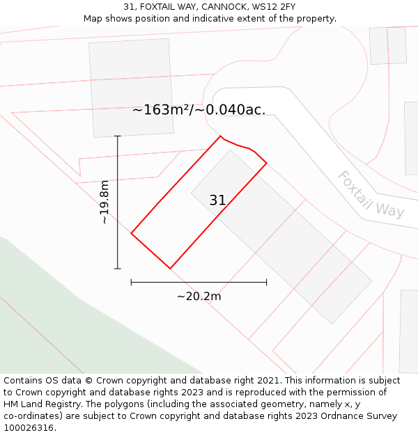 31, FOXTAIL WAY, CANNOCK, WS12 2FY: Plot and title map