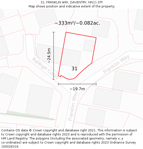 31, FRANKLIN WAY, DAVENTRY, NN11 0TF: Plot and title map