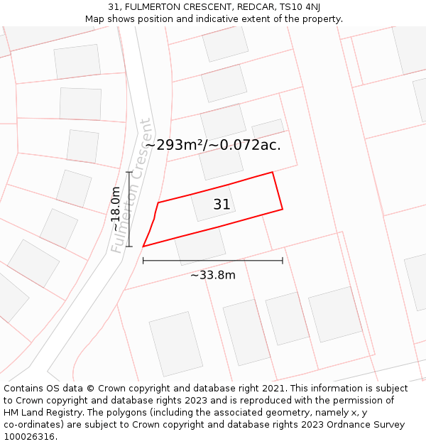 31, FULMERTON CRESCENT, REDCAR, TS10 4NJ: Plot and title map