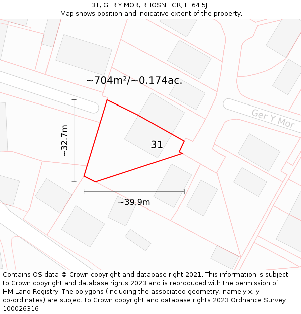 31, GER Y MOR, RHOSNEIGR, LL64 5JF: Plot and title map