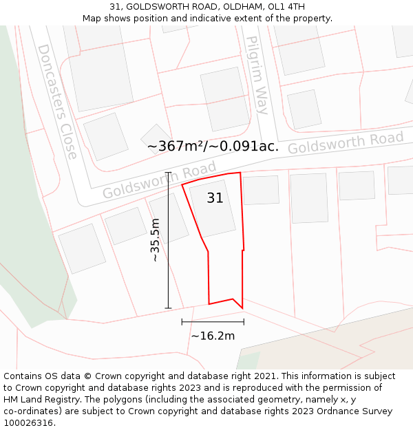 31, GOLDSWORTH ROAD, OLDHAM, OL1 4TH: Plot and title map