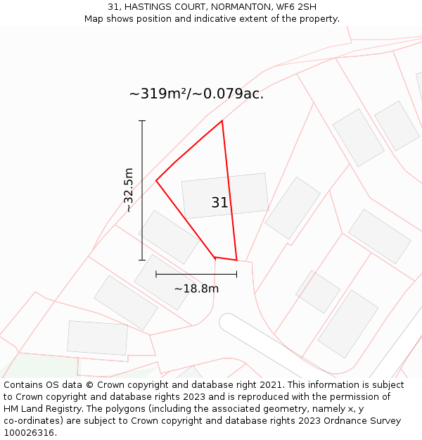 31, HASTINGS COURT, NORMANTON, WF6 2SH: Plot and title map