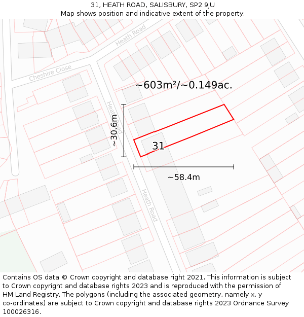 31, HEATH ROAD, SALISBURY, SP2 9JU: Plot and title map