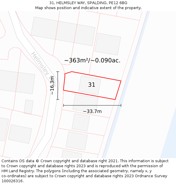 31, HELMSLEY WAY, SPALDING, PE12 6BG: Plot and title map