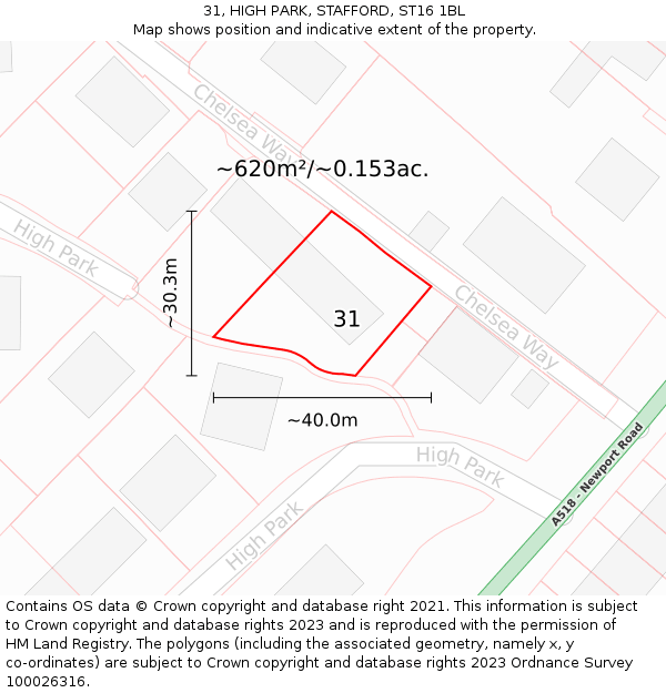 31, HIGH PARK, STAFFORD, ST16 1BL: Plot and title map