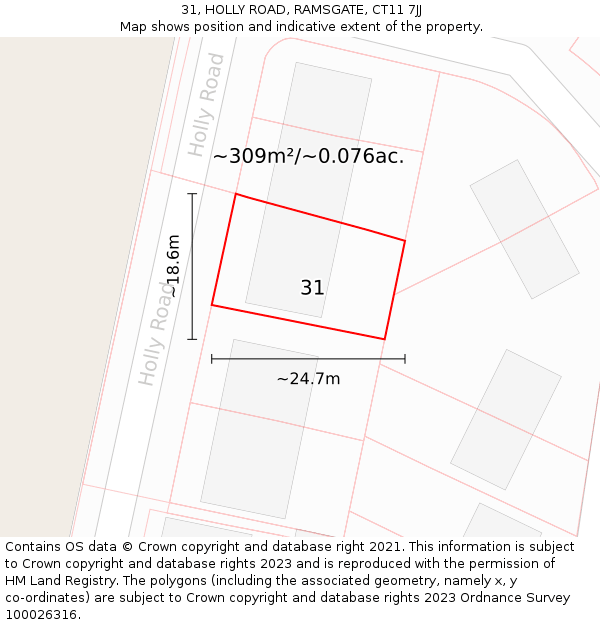 31, HOLLY ROAD, RAMSGATE, CT11 7JJ: Plot and title map