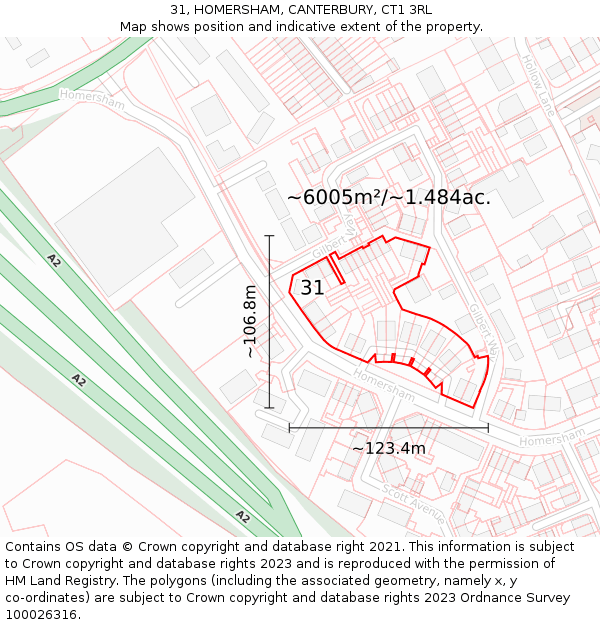 31, HOMERSHAM, CANTERBURY, CT1 3RL: Plot and title map