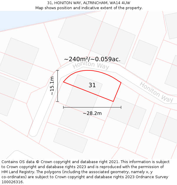 31, HONITON WAY, ALTRINCHAM, WA14 4UW: Plot and title map