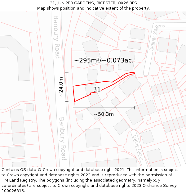 31, JUNIPER GARDENS, BICESTER, OX26 3FS: Plot and title map