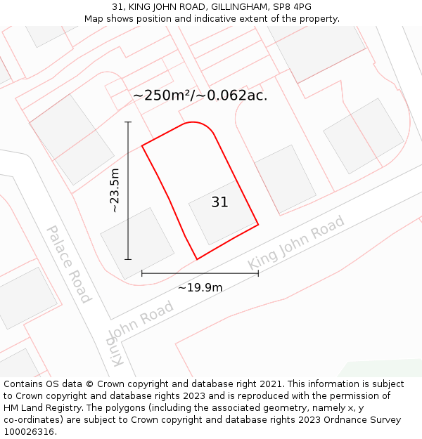 31, KING JOHN ROAD, GILLINGHAM, SP8 4PG: Plot and title map