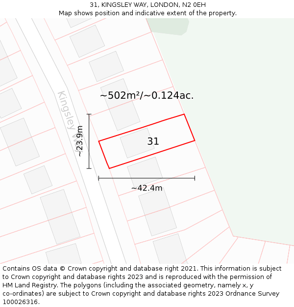 31, KINGSLEY WAY, LONDON, N2 0EH: Plot and title map