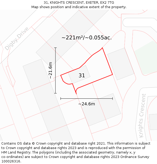31, KNIGHTS CRESCENT, EXETER, EX2 7TG: Plot and title map