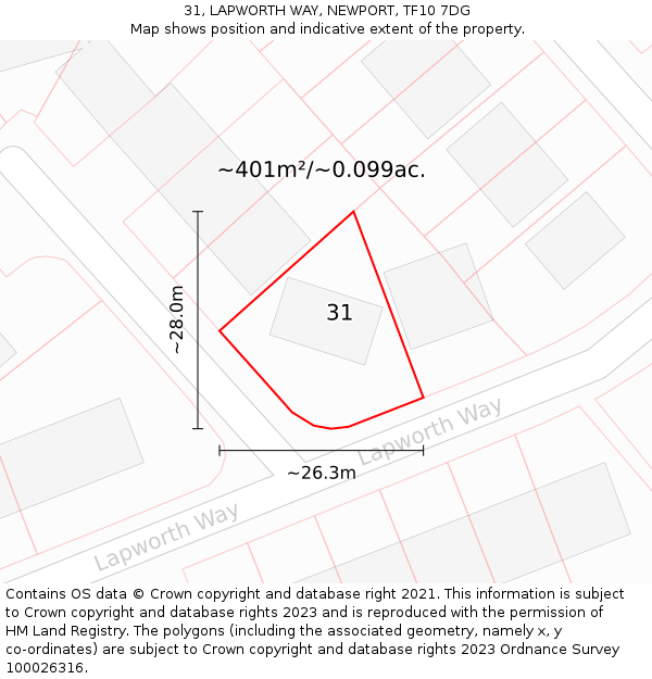 31, LAPWORTH WAY, NEWPORT, TF10 7DG: Plot and title map