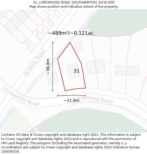 31, LORDSWOOD ROAD, SOUTHAMPTON, SO16 6SD: Plot and title map