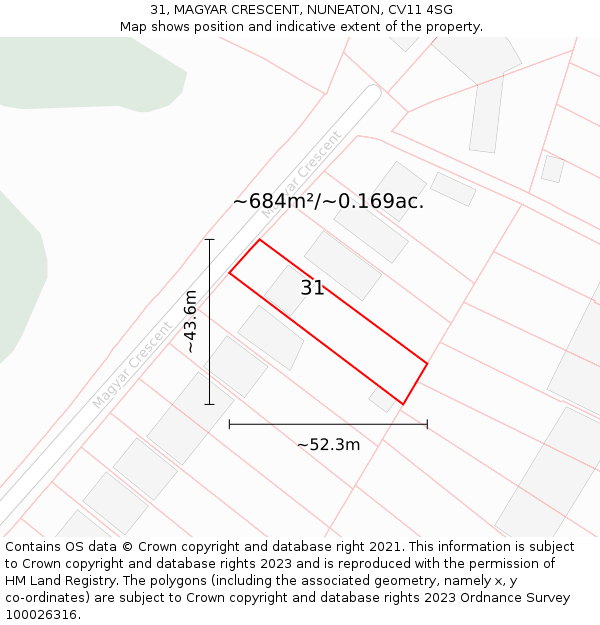 31, MAGYAR CRESCENT, NUNEATON, CV11 4SG: Plot and title map