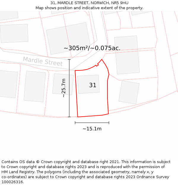 31, MARDLE STREET, NORWICH, NR5 9HU: Plot and title map