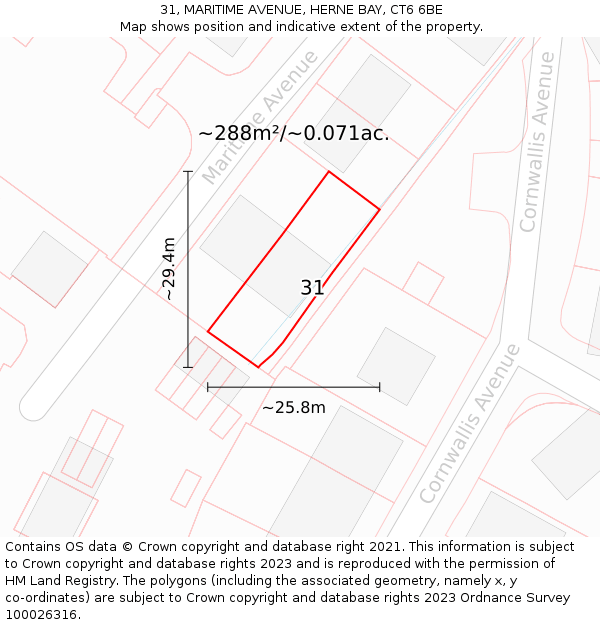 31, MARITIME AVENUE, HERNE BAY, CT6 6BE: Plot and title map