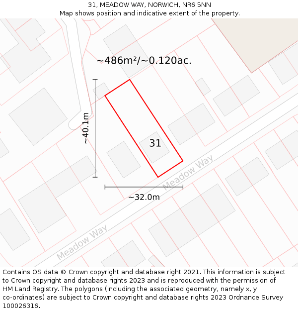 31, MEADOW WAY, NORWICH, NR6 5NN: Plot and title map