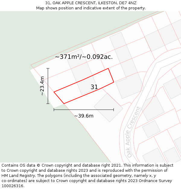 31, OAK APPLE CRESCENT, ILKESTON, DE7 4NZ: Plot and title map