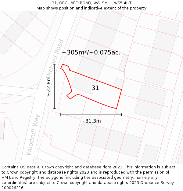 31, ORCHARD ROAD, WALSALL, WS5 4UT: Plot and title map