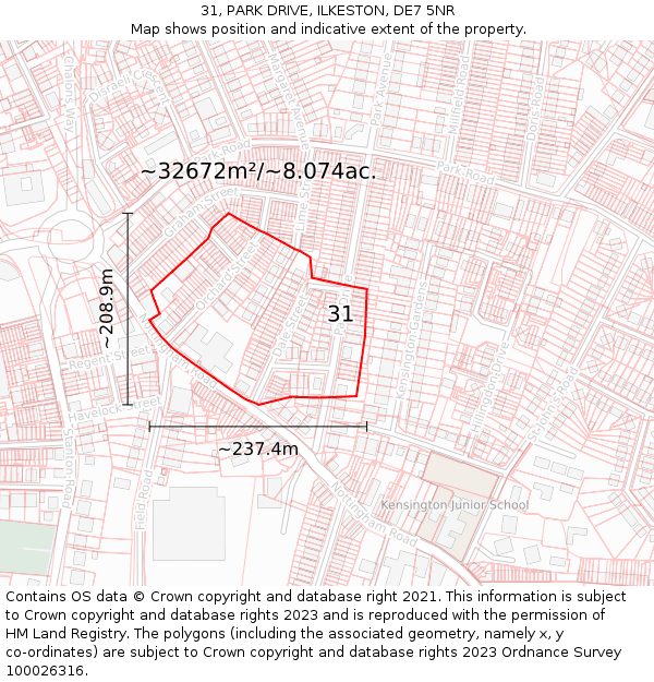 31, PARK DRIVE, ILKESTON, DE7 5NR: Plot and title map