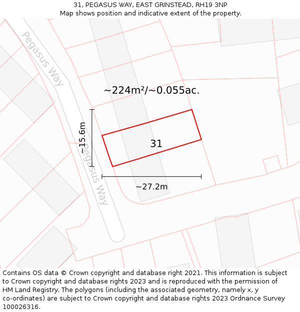 31, PEGASUS WAY, EAST GRINSTEAD, RH19 3NP: Plot and title map