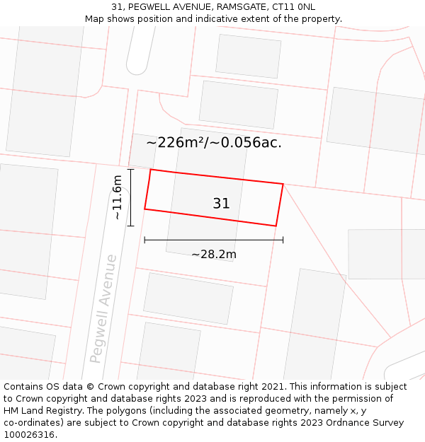 31, PEGWELL AVENUE, RAMSGATE, CT11 0NL: Plot and title map