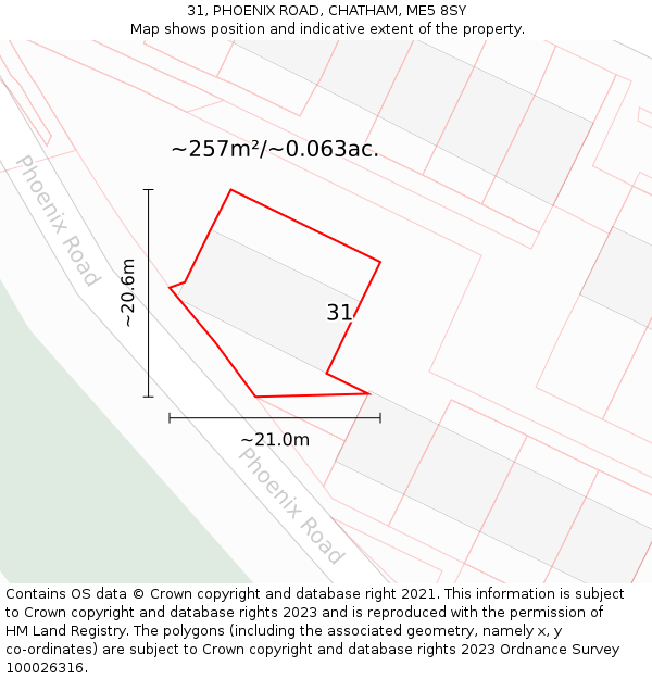 31, PHOENIX ROAD, CHATHAM, ME5 8SY: Plot and title map